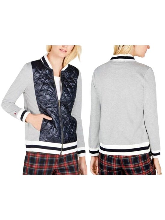 Tommy Hilfiger Jackets & Blazers - Tommy Hilfiger Women's Lush Life Casual Quilted Bomber Jacket Black/Gray S/P NWT
